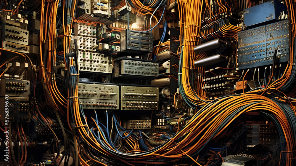 Fiber Optical cables connected to an optic ports and Network cables ...