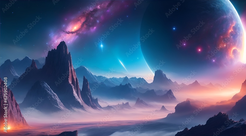 Stellar scenery, galaxies, planets, space, futuristic world, space world, starscapes, interstellar, comets, asteroids, origin of the universe