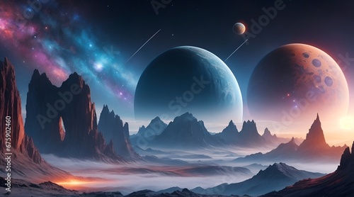 Stellar scenery, galaxies, planets, space, futuristic world, space world, starscapes, interstellar, comets, asteroids, origin of the universe © Ummeya