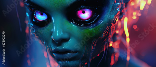 Extraterrestrial Encounter: A Vibrant and Stunning Alien, Perfect for Screensavers and Desktop Backgrounds