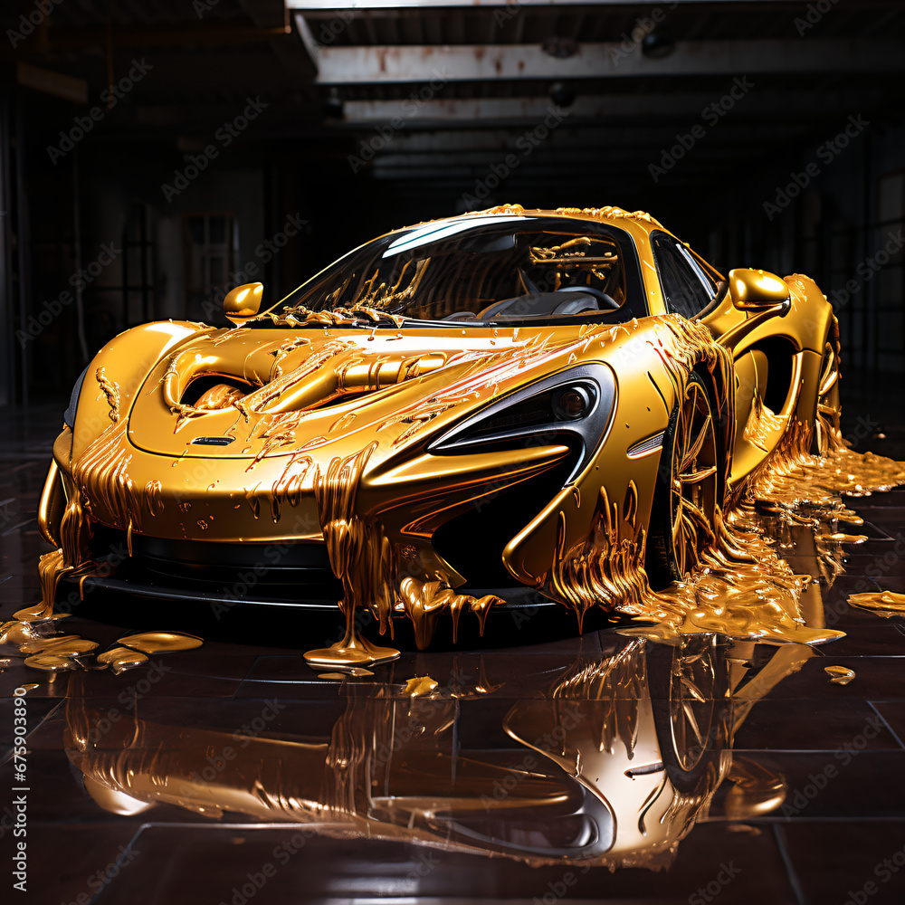 golden melting cars