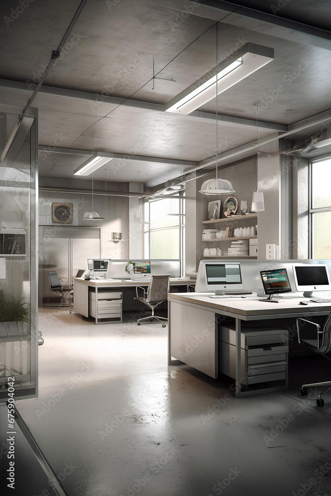 Interior of modern open space office. Interior of modern open space office.