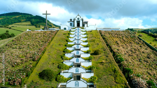 The small chapel Ermida de Nossa Senhora da Paz on the Portuguese island of São Miguel in the Azores