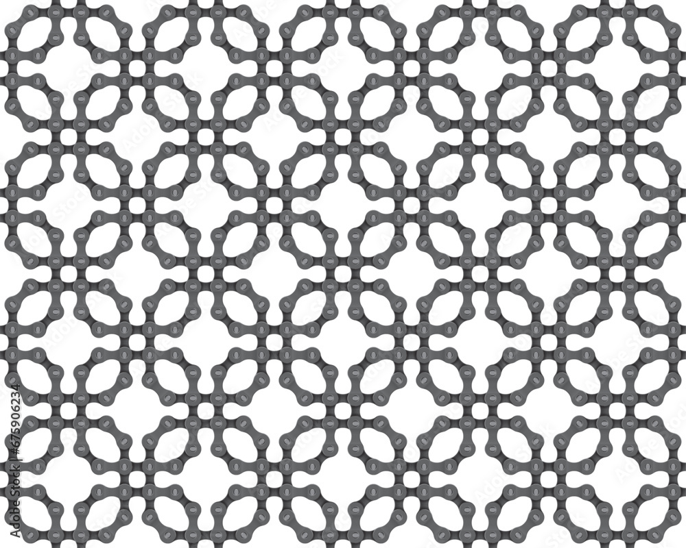 Naklejka premium Vector geometric grid created by realistic bicycle chain links. Isolated on white background 