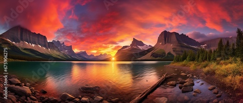 Sunset over Glacier National Park  Montana  United States of America