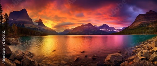 Sunset over Glacier National Park  Montana  United States of America