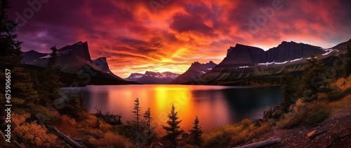 Sunset over Glacier National Park, Montana, United States of America