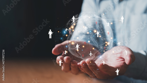 Wallpaper Mural Business man point to people with many business person or working staff. Target customer or Human resource, head hunter concept. Global business target that can reach many people. Torontodigital.ca