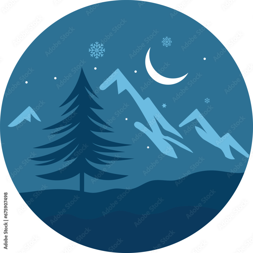Obraz premium winter landscape with christmas tree