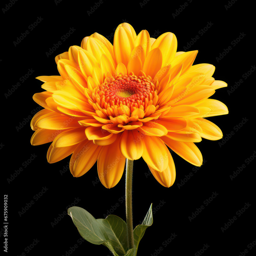 Yellow Flower Isolated on Black Background
