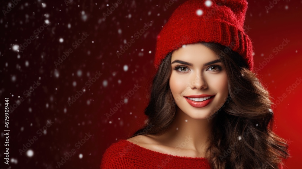 christmas girl in red hat christmas girl in red hat
