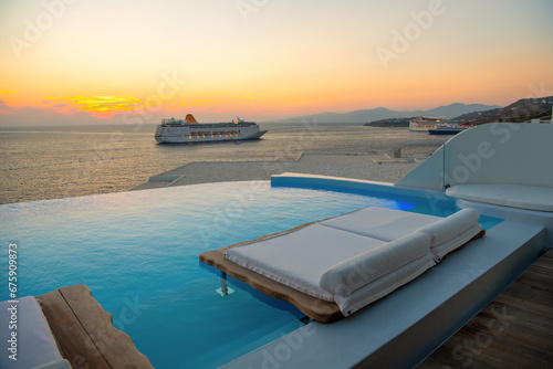 Amazing sunset view from the infinity pool photo