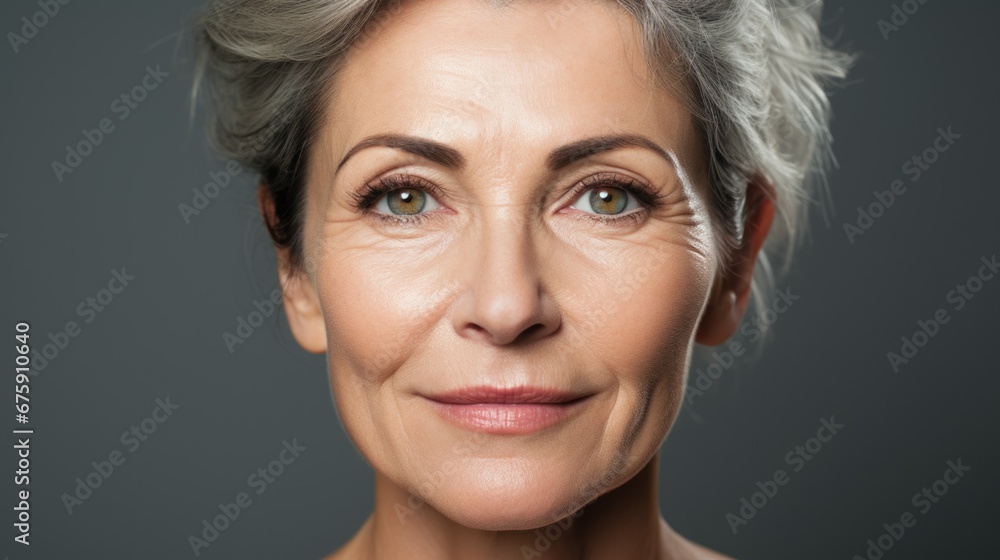 Φωτογραφία Candid portrait of mature woman, ad for cosmetology procedure