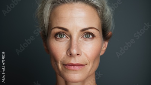 Candid portrait of mature woman, ad for cosmetology procedure