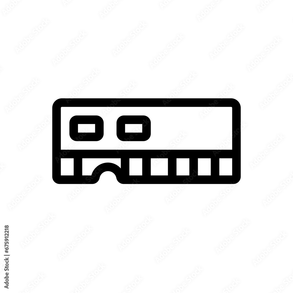 RAM devices icon with black outline style. ram, memory, computer, device, technology, hardware, cpu. Vector Illustration RAM devices icon with black outline style. ram, memory, computer, device, technology, hardware, cpu. Vector Illustration