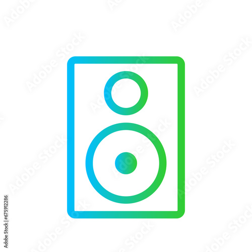 Speaker devices icon with blue and green gradient outline style. speaker, speech, public, business, conference, presentation, seminar. Vector Illustration