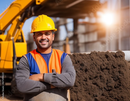 A construction worker wearing a hardhat at a construction site