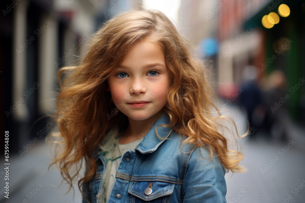 portrait of a beautiful little girl with long hair in the city portrait of a beautiful little girl with long hair in the city