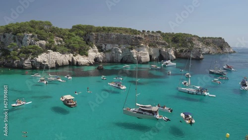 The picturesque Cala Macarella in Menorca Island, Spain photo