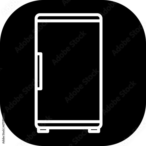 Refrigerator device icon with black filled line outline style. kitchen, refrigerator, modern, fridge, food, home, appliance. Vector Illustration