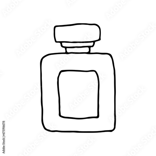 Perfume. Perfumery aromatic product. Doodle. Vector illustration. Hand drawn. Outline.