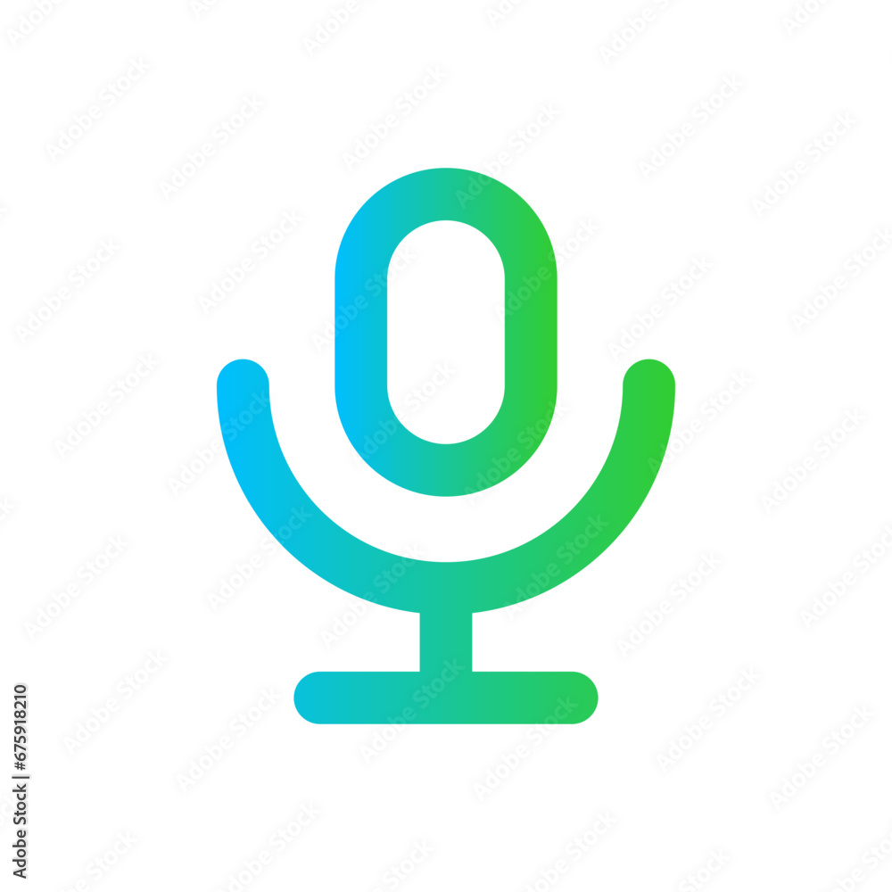 Microphone devices icon with blue and green gradient outline style. microphone, audio, mic, music, communication, sound, studio. Vector Illustration