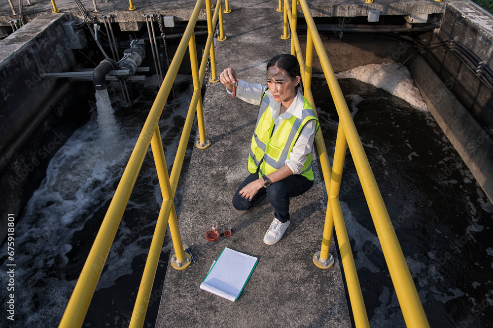 Wastewater treatment concept. Service engineer on waste water Treatment