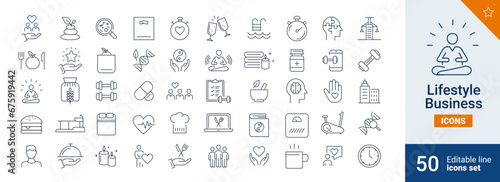 Lifestyle icons Pixel perfect. Zen, eat, sport, ....