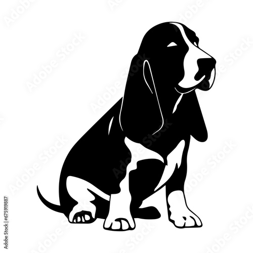 basset hound Dog Vector Silhouette, Generative AI.