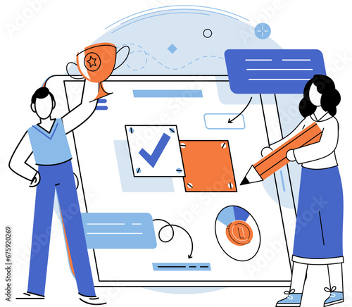 Business deal. Vector illustration. A persons success in business depends on their skills and determination The business deal metaphor represents negotiation and agreement between parties Businessmen