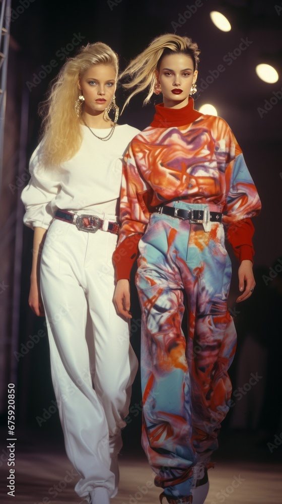  two models dressed in the style of the 90's