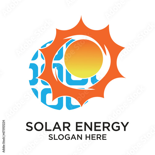 Solar energy logo design simple concept Premium Vector photo