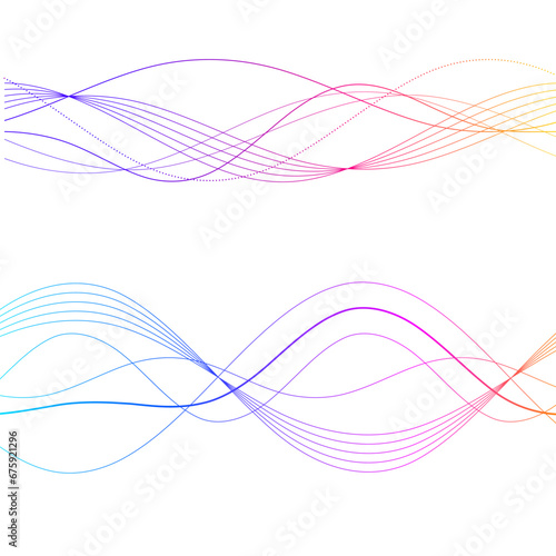 Set Elements design Abstract Broken stripes on white background isolated. Curved wave streak for decor figuration brochure, booklet, poster. Creative art wavy lines theme. Vector illustration eps 10