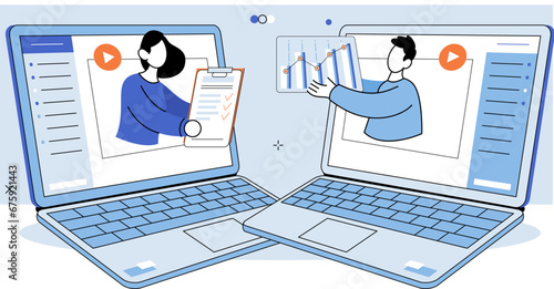 Conference group meeting. Vector illustration. Offices serve as spaces for work and collaboration Communication plays vital role in productive discussions Teamwork is essential for achieving