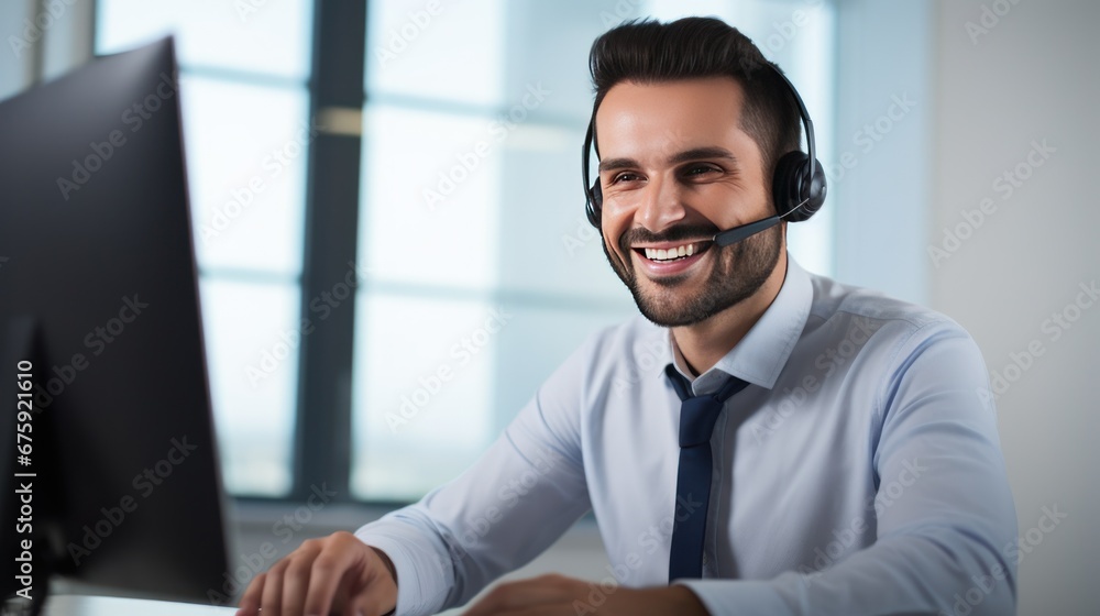 man talking with colleagues remotely using video call on laptop man talking with colleagues remotely using video call on laptop