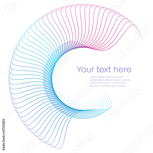 Design elements. Wave of many purple point circle ring. Abstract vertical wavy stripes on white background isolated. Vector illustration EPS 10. Colorful waves with lines created using Blend Tool
