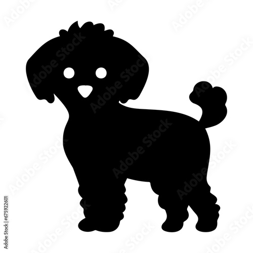 Bichon Frise Dog Vector Silhouette, Generative AI. photo