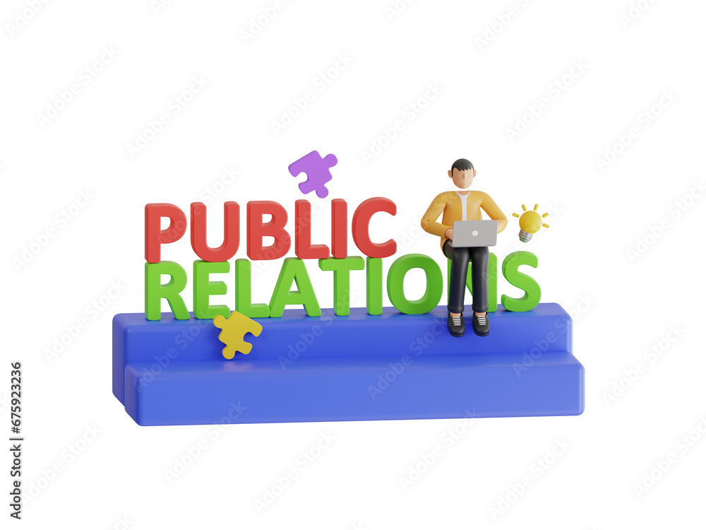 Public relations 3d illustration. Public relations manager online service or platform. 3d illustration Public relations 3d illustration. Public relations manager online service or platform. 3d illustration