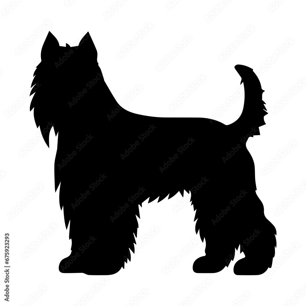 Black Russian Terrier Dog Vector Silhouette, Generative AI.