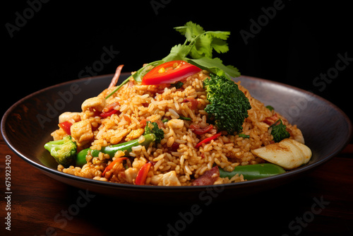 Khao Pad fried rice with vegetables. ai generative