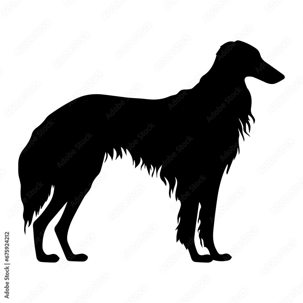 Borzoi Dog Vector Silhouette, Generative AI. Borzoi Dog Vector Silhouette, Generative AI.