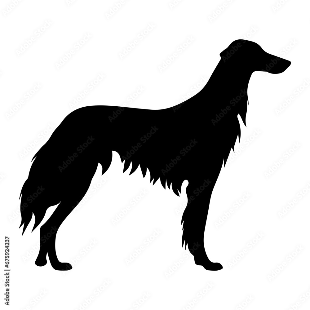 Borzoi Dog Vector Silhouette, Generative AI. Borzoi Dog Vector Silhouette, Generative AI.