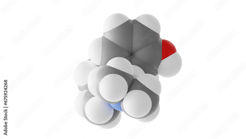 tapentadol molecule, opiate agonists, molecular structure, isolated 3d