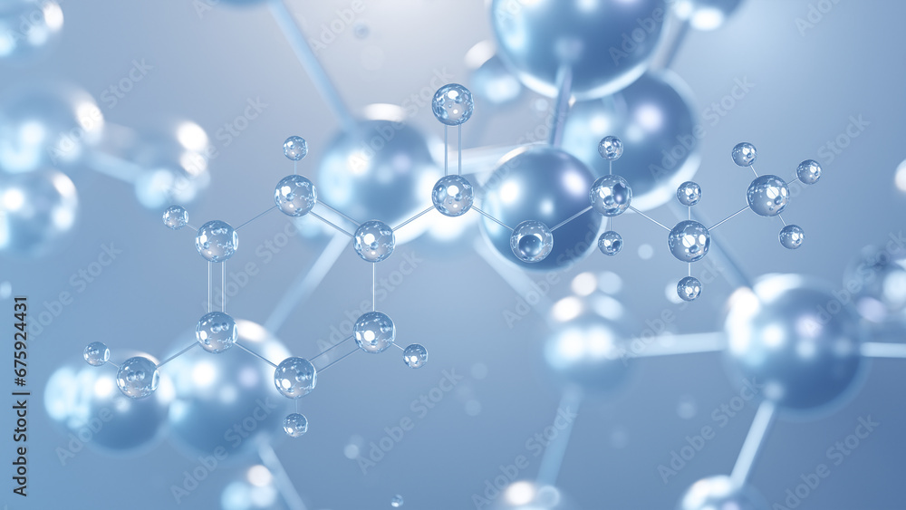 propylparaben molecular structure 3d, flat model, antifungal preservative e216, structural chemical formula view from a microscope propylparaben molecular structure 3d, flat model, antifungal preservative e216, structural chemical formula view from a microscope