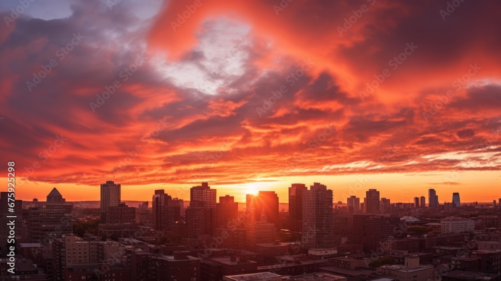 Fototapeta premium sunset over the city