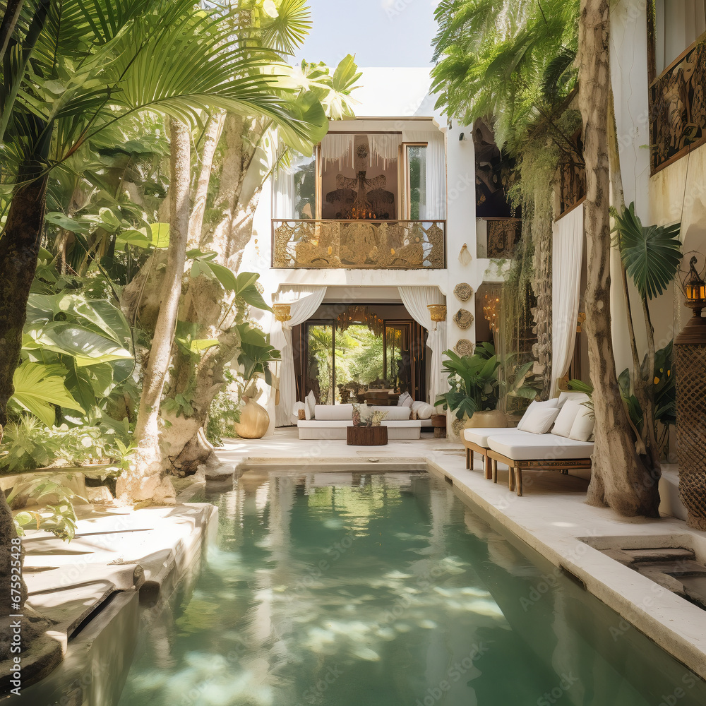 Fototapeta premium ヴィラ リゾート|Villa Resort Generative AI