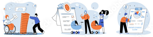 Social insurance. Vector illustration. The insured can feel secure knowing they have coverage in case emergencies Saving money allows individuals to achieve their financial goals and aspirations