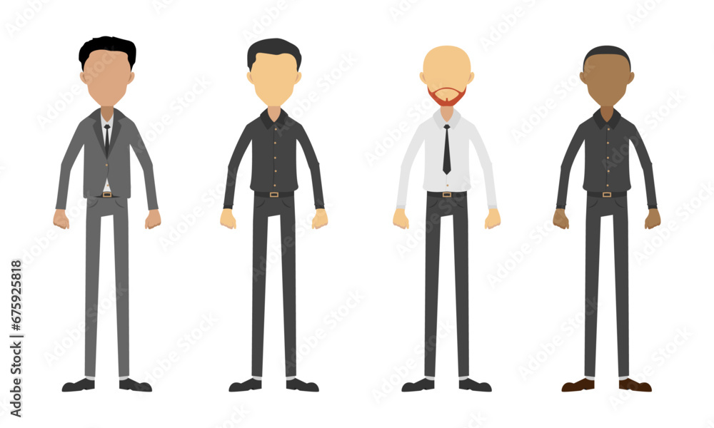 Faceless office male characters in cartoon style Faceless office male characters in cartoon style