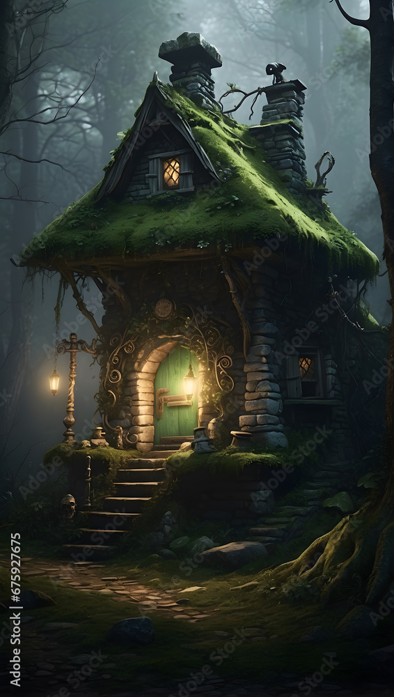 Scary halloween house in a jungle Scary halloween house in a jungle