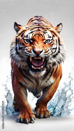 Tiger with water reallistic artwork by ai generative image photo